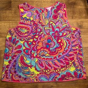 Lilly Pulitzer Iona Shell 100% Silk Feelin Groovy XL Extra Large Sleeveless